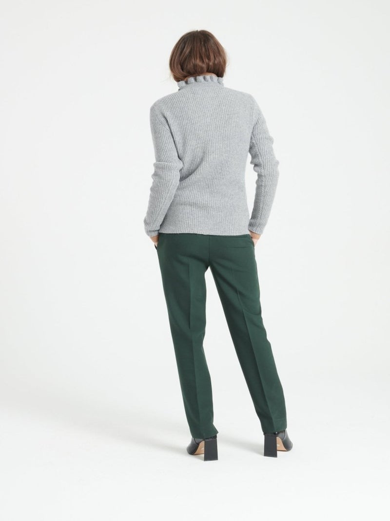 Pull col falbala zippé femme 100% cachemire - MIA 4 Gris clair - Kiabi