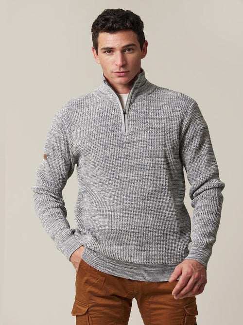 Pull col haut zippé en coton 'Deeluxe' - Kiabi