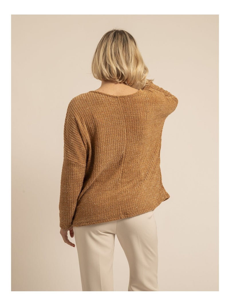 Pull col large KARIELLE Marron caramel - Kiabi