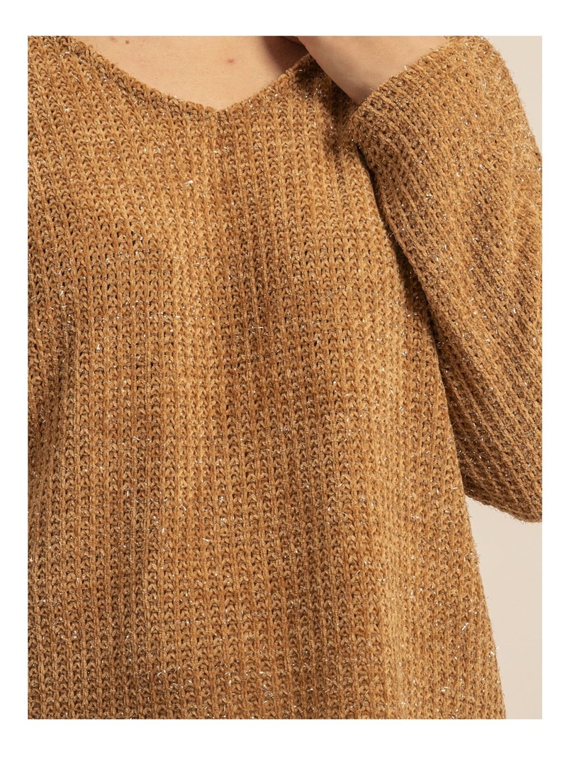 Pull col large KARIELLE Marron caramel - Kiabi