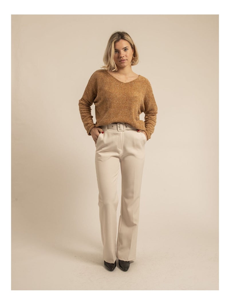 Pull col large KARIELLE Marron caramel - Kiabi