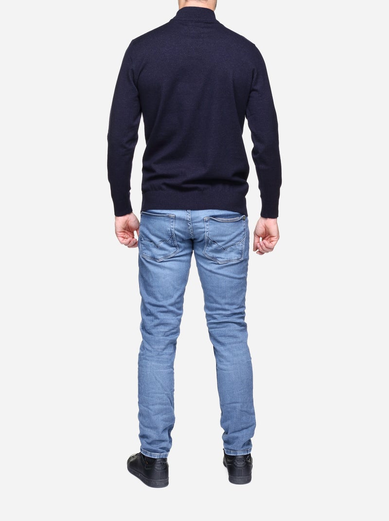 Pull col montant - yves enzo Bleu foncé - Kiabi