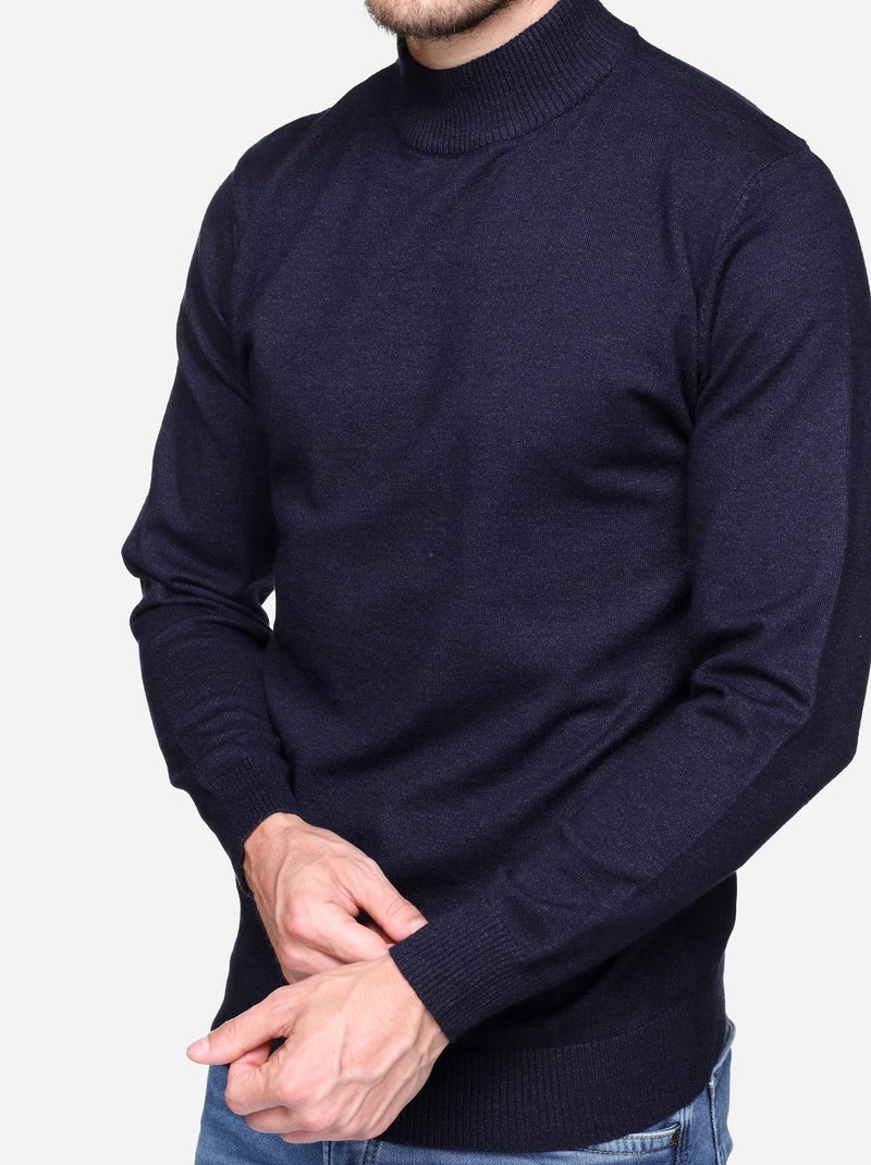 Pull col montant - yves enzo Bleu foncé - Kiabi