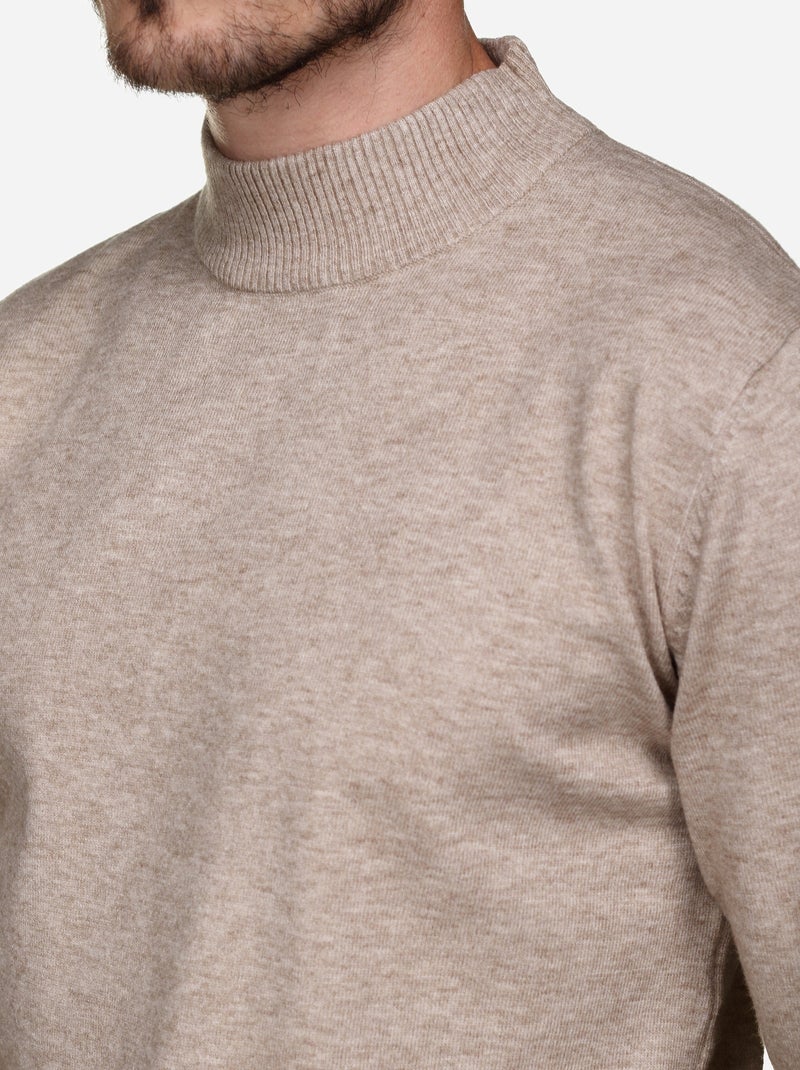 Pull col montant - yves enzo Crème - Kiabi