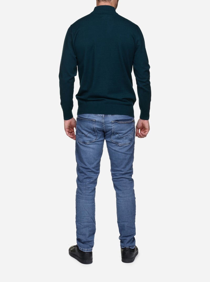 Pull col montant - yves enzo Vert - Kiabi