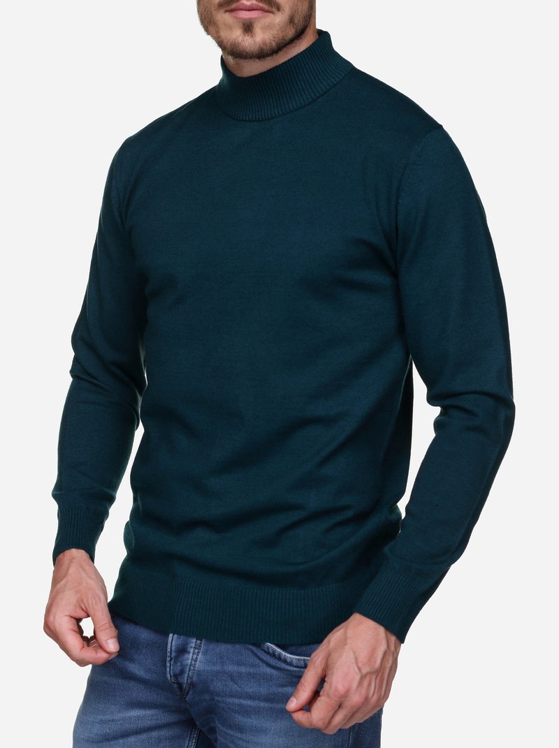 Pull col montant - yves enzo Vert - Kiabi