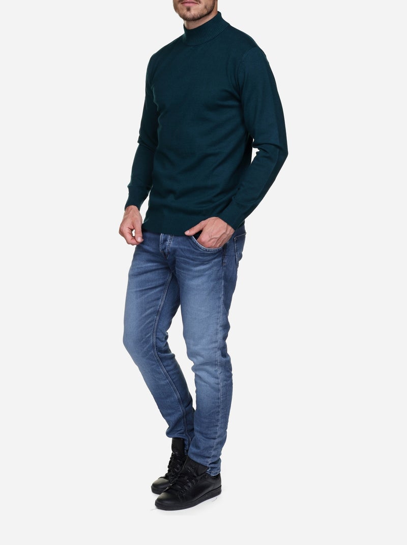 Pull col montant - yves enzo Vert - Kiabi