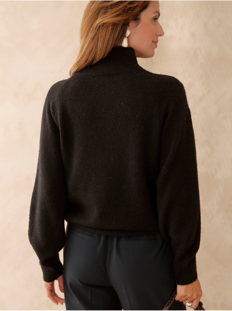 Pull col montant avec broderie - DAXON Noir Noir - Kiabi