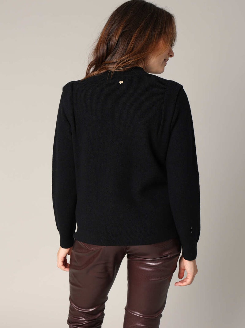 Pull col montant avec détails de boutons fantaisie 'Deeluxe' Noir - Kiabi