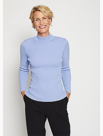 Pull col montant avec laine mérinos - Afibel