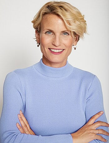 Pull col montant avec laine mérinos - Afibel