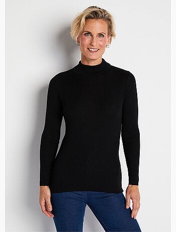 Pull col montant avec laine mérinos - Afibel