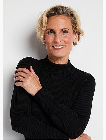 Pull col montant avec laine mérinos - Afibel