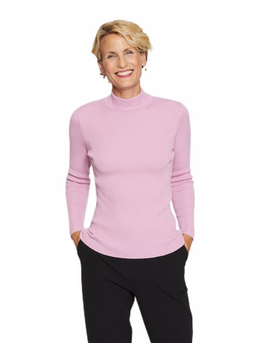 Pull col montant avec laine mérinos - Afibel - Kiabi