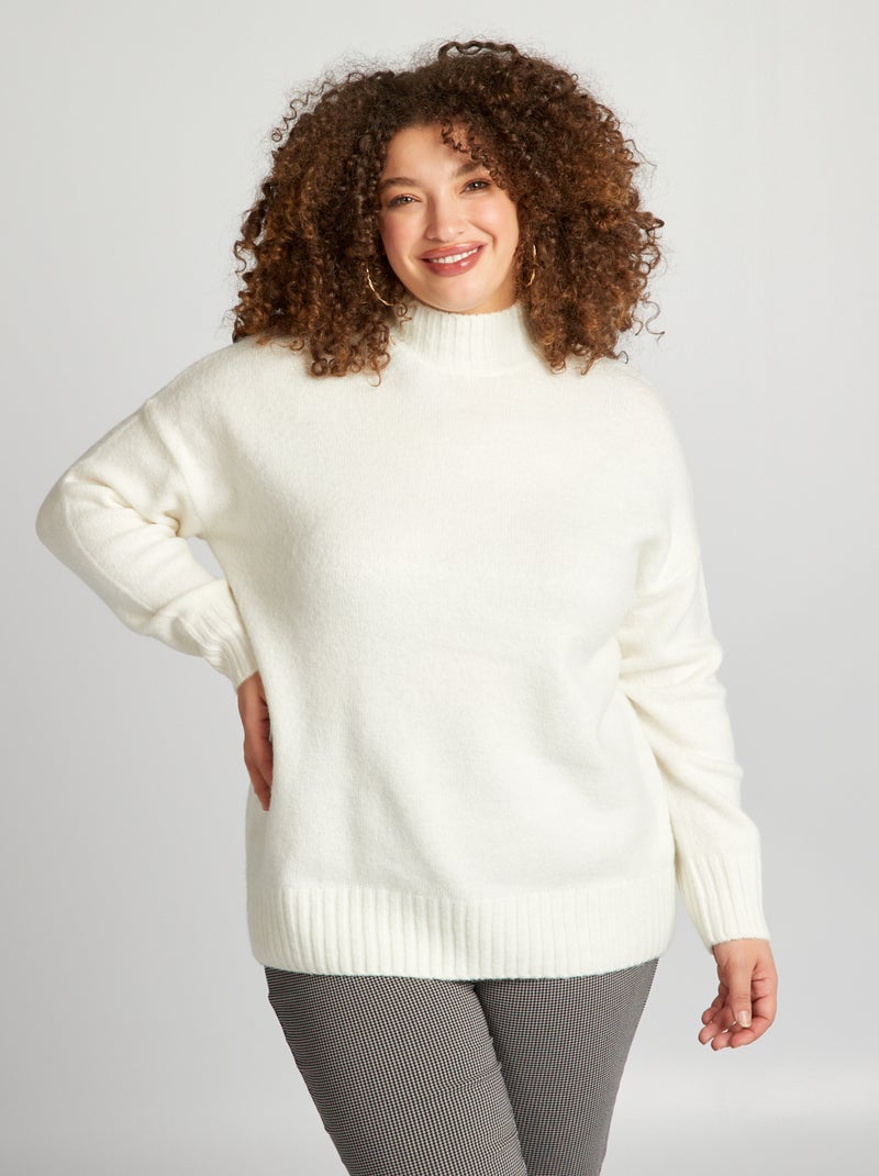Pull col montant Beige - Kiabi
