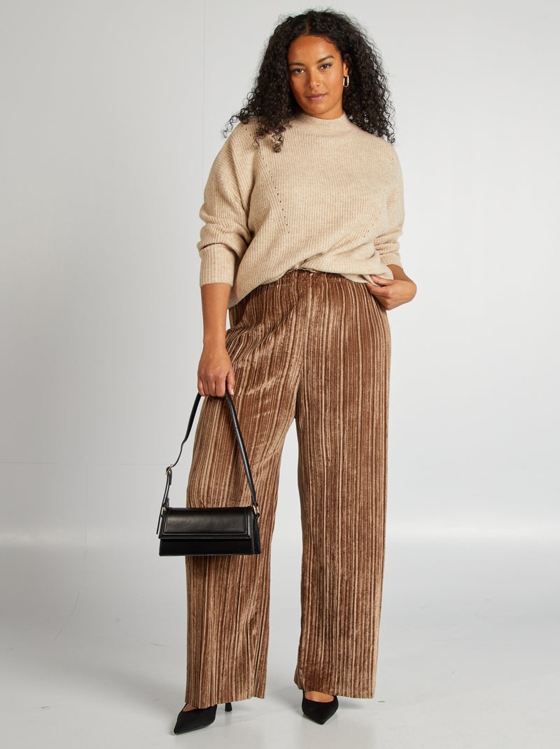 Pull col montant Beige - Kiabi