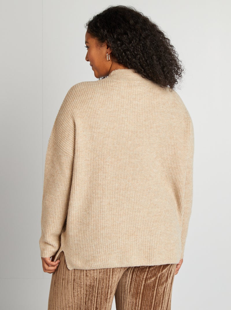Pull col montant Beige - Kiabi