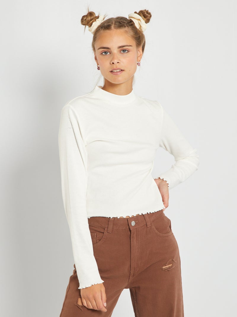 Pull col montant blanc - Kiabi