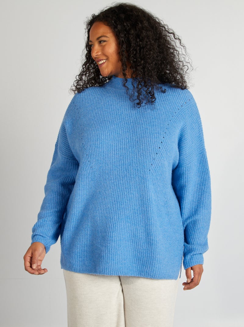 Pull col montant Bleu - Kiabi