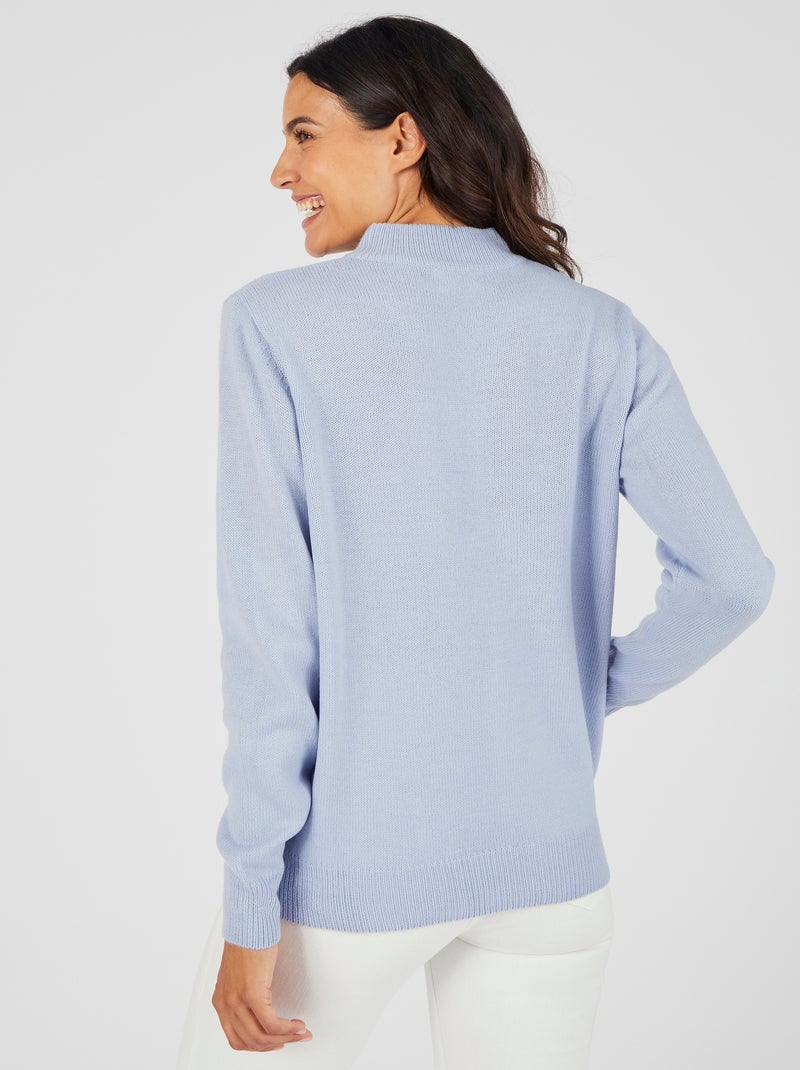 Pull col montant boutonné - Damart Bleu clair - Kiabi
