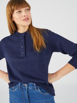 Pull col montant boutonné - Damart