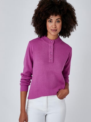 Pull col montant boutonné - Damart