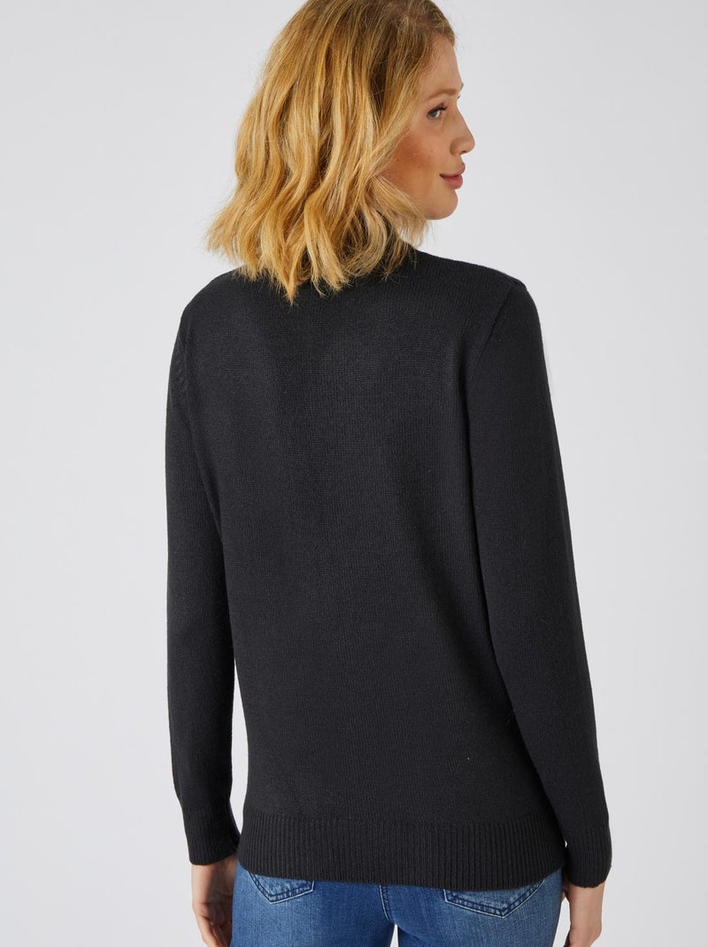 Pull col montant boutonné - Damart Noir - Kiabi