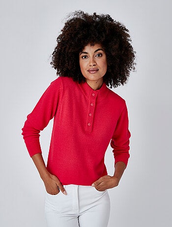 Pull col montant boutonné - Damart