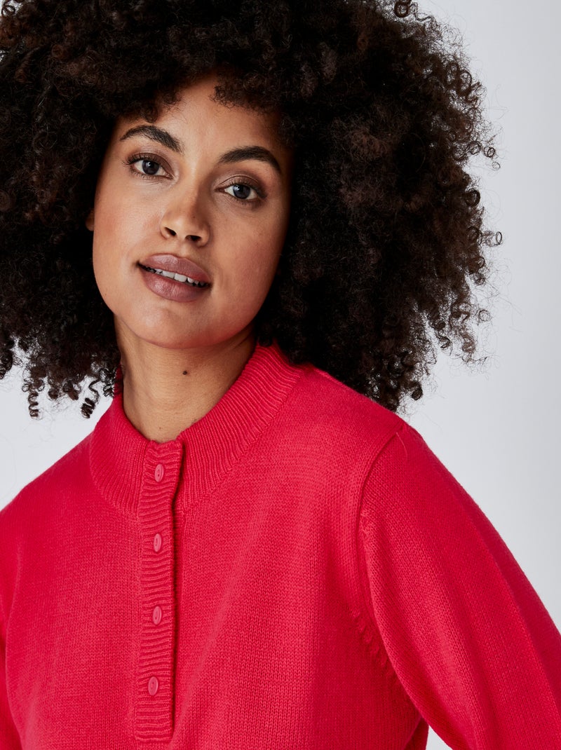 Pull col montant boutonné - Damart Rose fushia - Kiabi