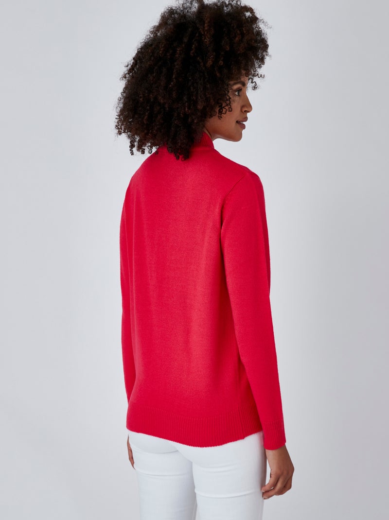 Pull col montant boutonné - Damart Rose fushia - Kiabi