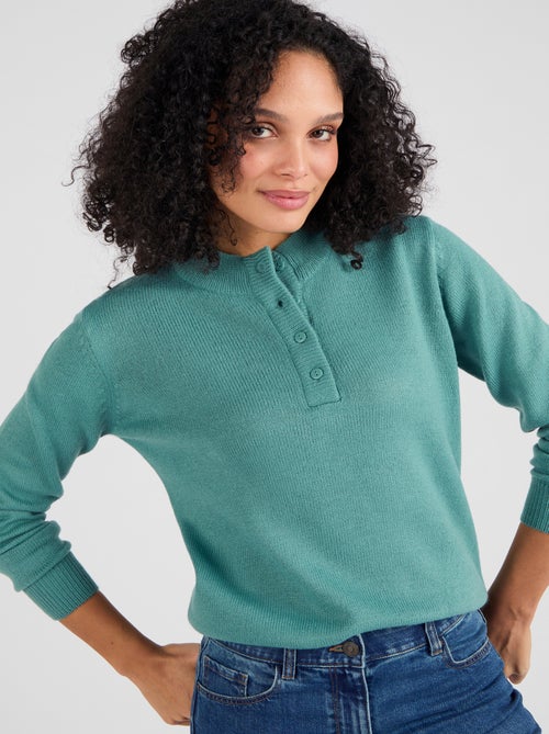 Pull col montant boutonné - Damart - Kiabi