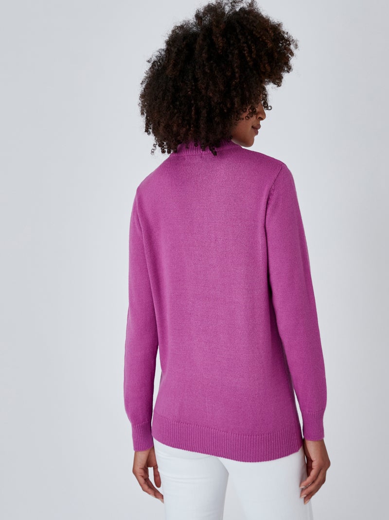 Pull col montant boutonné - Damart Violet - Kiabi