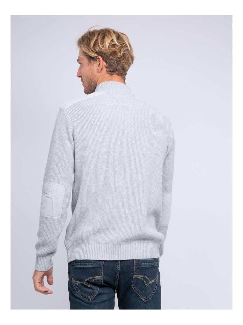 Pull col montant boutonné LOGANI Gris - Kiabi