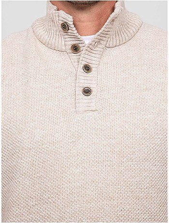 Pull col montant boutonné maille chinée lookies