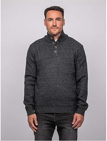Pull col montant boutonné maille chinée lookies