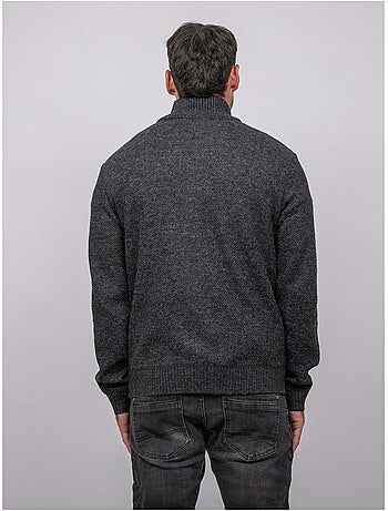 Pull col montant boutonné maille chinée lookies