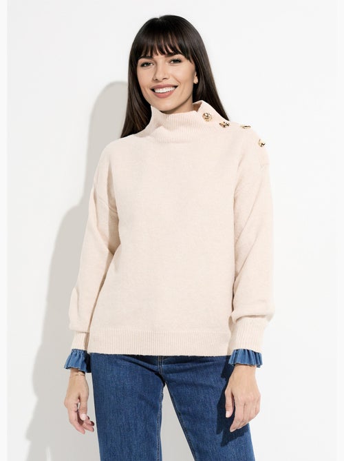 Pull col montant boutons bijou métal - afibel - Kiabi Pull col montant boutons bijou métal - afibel - Kiabi