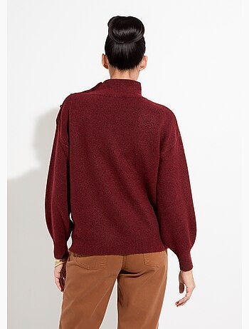 Pull col montant boutons bijou métal - afibel