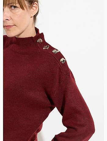 Pull col montant boutons bijou métal - afibel