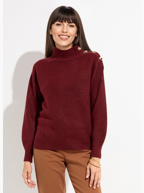 Pull col montant boutons bijou métal - afibel - Kiabi Pull col montant boutons bijou métal - afibel - Kiabi