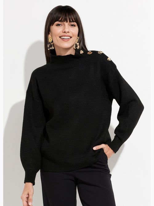 Pull col montant boutons bijou métal - afibel - Kiabi Pull col montant boutons bijou métal - afibel - Kiabi