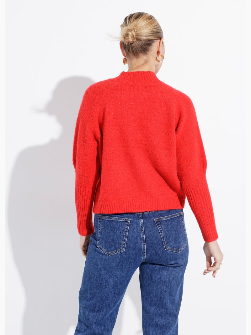 Pull col montant en maille brillante - AFIBEL Rouge - Kiabi