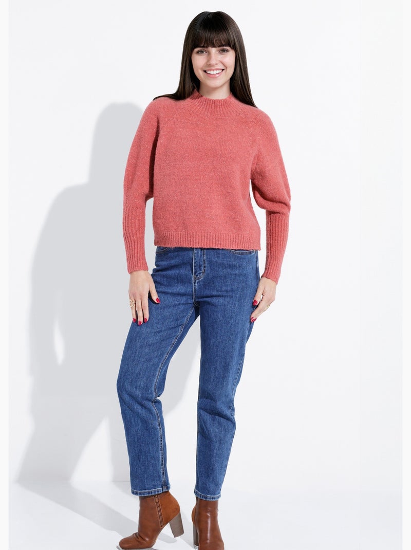 Pull col montant en maille brillante - afibel Terracotta - Kiabi