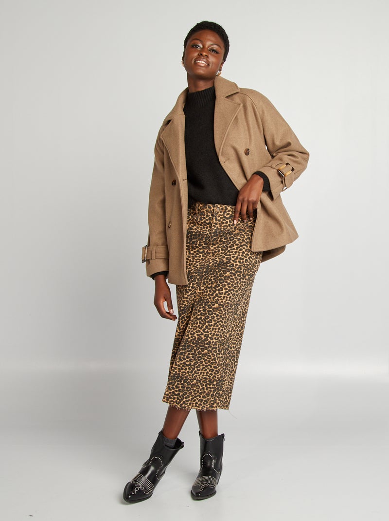 Pull col montant en maille douce noir - Kiabi