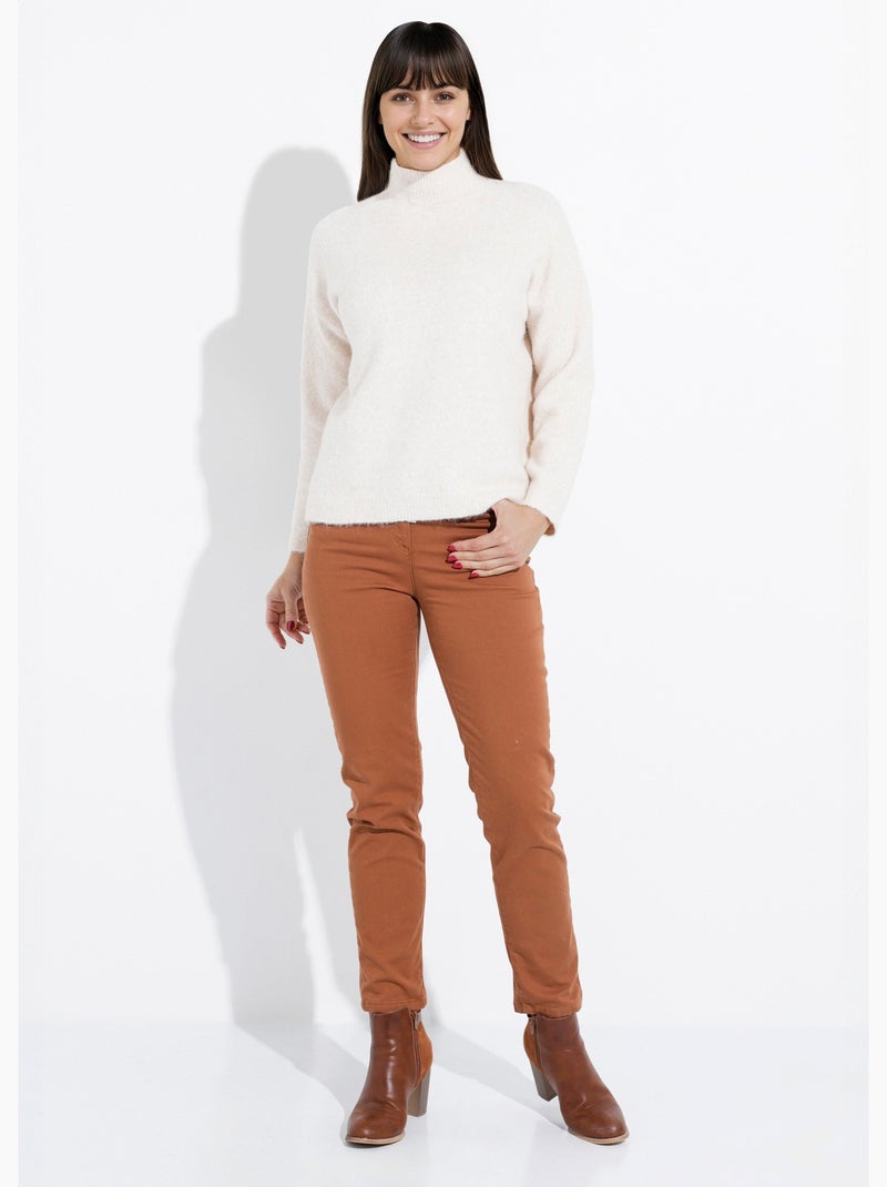 Pull col montant en maille duveteuse - afibel Beige - Kiabi
