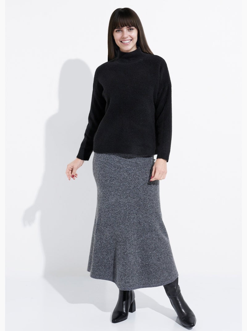 Pull col montant en maille duveteuse - afibel Noir - Kiabi
