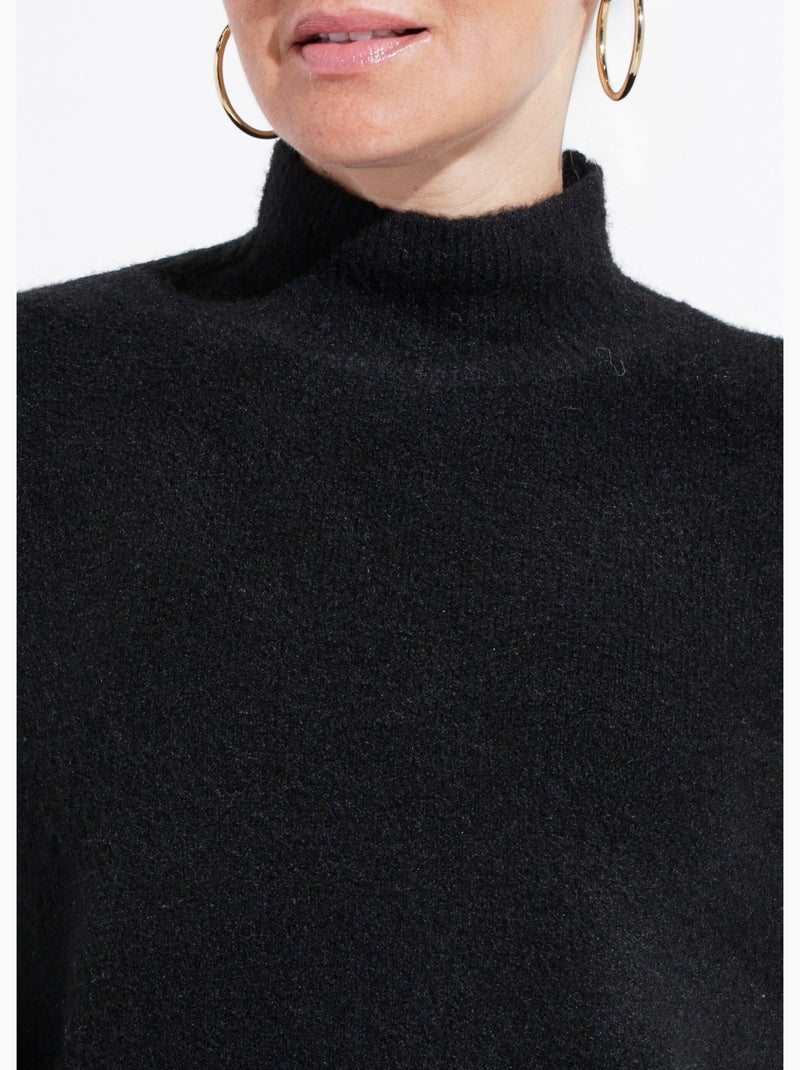 Pull col montant en maille duveteuse - afibel Noir - Kiabi