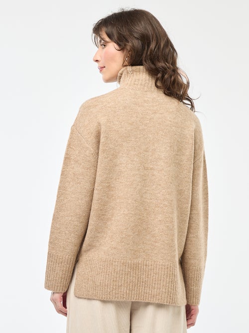 Pull col montant en maille grosse jauge - Kiabi