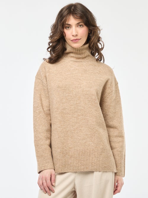 Pull col montant en maille grosse jauge - Kiabi