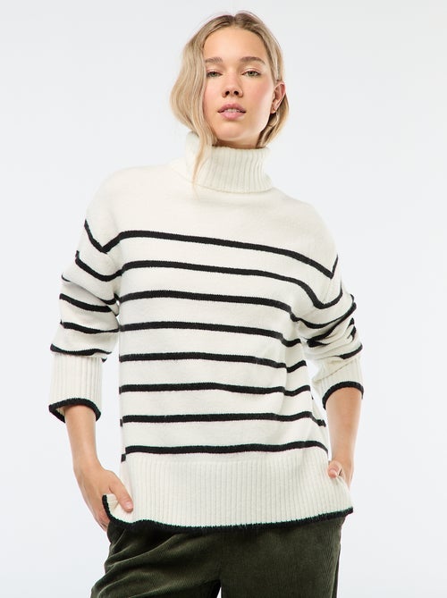 Pull col montant en maille grosse jauge - Kiabi